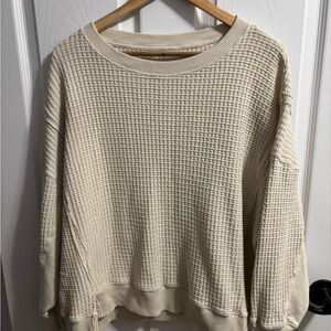 American Eagle Outfitters Off-White Waffle Sweater